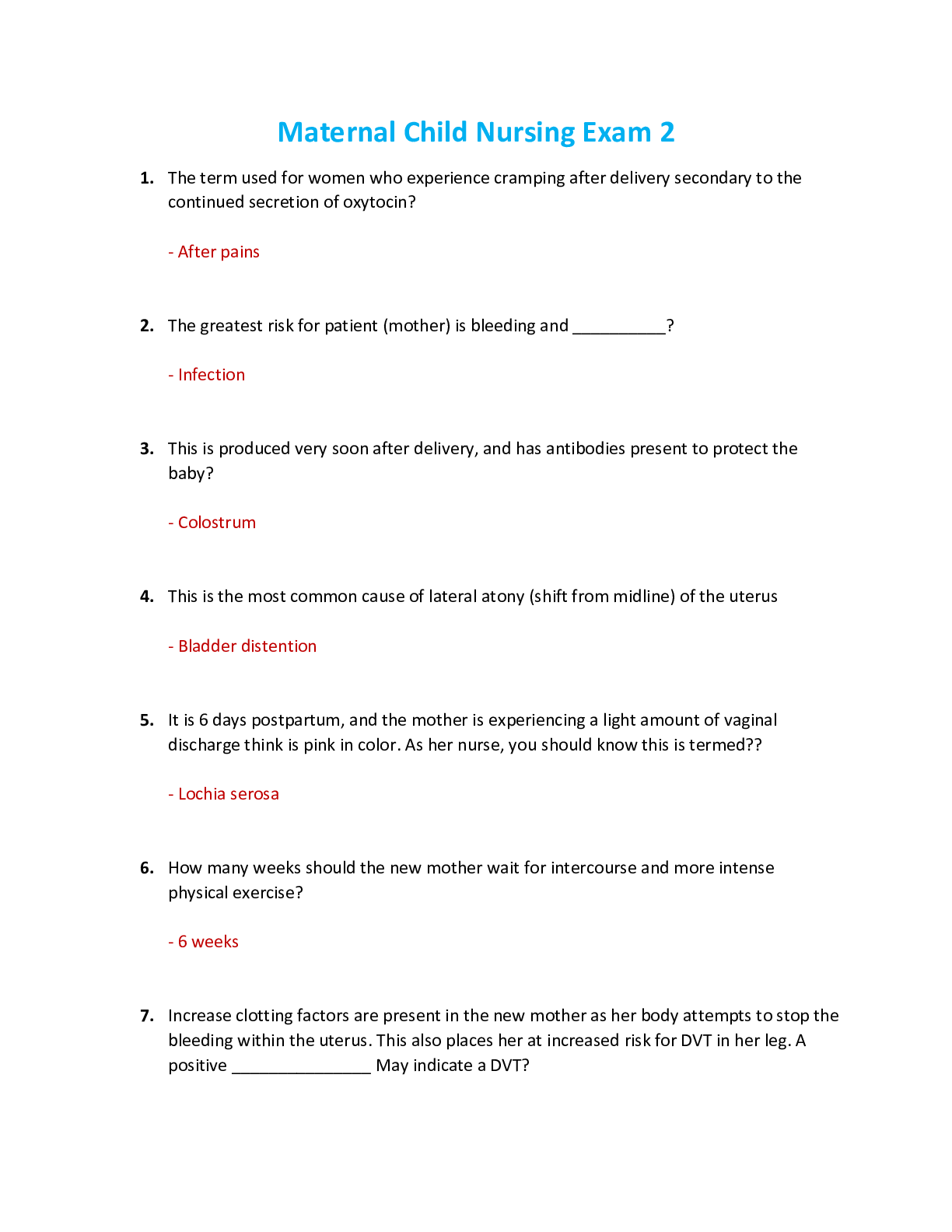 Preview image for NUR 2513 / NUR2513 Exam 2: Maternal Child Nursing Exam 2 Review (Latest 2021/2022) Rasmussen